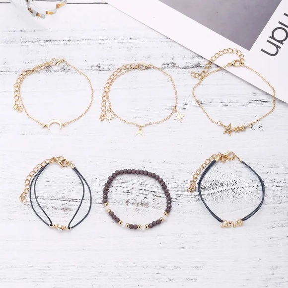 💖5 items for $25 Sale!💖 6 Piece Moon & Stars Bracelets Set - Picture 3 of 6